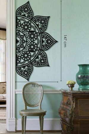MNZ-78*147 سم - أسود - معدني رسم اسلامي منادلة جدارية - رسم اسلامي رسم معدني - Wam163 - Wall Art İstanbul