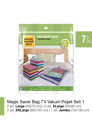 مجموعة كيس الفراغ من MNZ-7-piece (2 L + 2 Xl + 2 Xxl + 1 Jumbo) - Magic Saver Bag