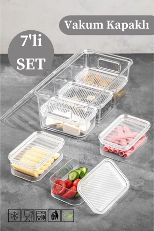 حاوية تخزين الإفطار المقسومة من MNZ-7-piece مع غطاء شفاف FR158 - Tuka Home