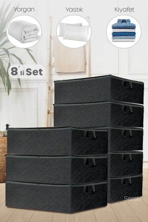 قطعة MNZ-8 - أسود أساس السرير والكراسي نوع السرير حقيبة التخزين 64 X 45 X 22 سم SERS995058 - Serstil