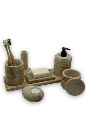 MNZ-8 قطعة حمام الخرسانة مجموعة صبون السائل الصلبة صمام أسنان حامل الشموع حامل الوقود حرقة الصندوق عرض القطن - Betonmall