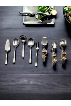 MNZ-8 قطعة فولاذ فولاذ فولاذ الفضة لادل كولاندر و تونغات الفراشة الخدمة مجموعة - Fiyakalı Ürünler Atölyesi