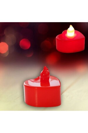 MNZ-8 قطع قلب أحمر حجم صغير مصباح بطارية تعمل شمعة LED - Parti Dolabı