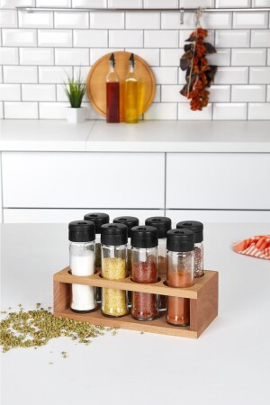 مجموعة من العطور MNZ-8 Pcs، رف العطور مع منصة خشبية VENGE 8 Pcs - woodsy