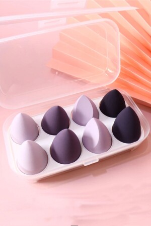 MNZ-8- Piece Lilac Tones Makeup Sponge Set مع صندوق ومقعد - H&E Luxury Design