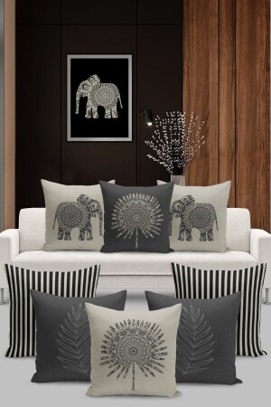 MNZ-8- Piece Throw Pillow Cover Set Linen Tweed نظرة الأرض - Filamente