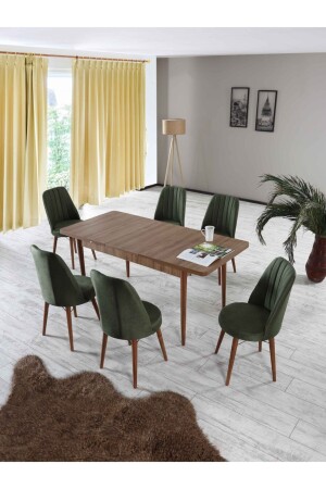 MNZ-80x130 مغلق 80x170 مفتوحة طاولة تناول الطعام الممتدة مع 6 مقاعد طاولة المطبخ - Morkese