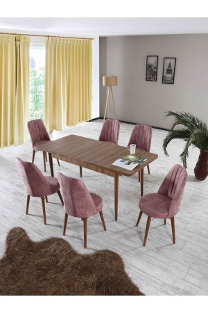 MNZ-80x130 ((غلق) 80x170 ((فتح) طاولة تناول الطعام الممتدة مع 6 مقاعد طاولة المطبخ طاولة حمراء - Morkese