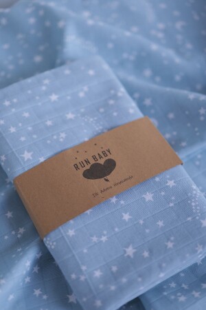 MNZ-80x90cm Oeko-tex مصدقة مسلين بيبي بطانية مع 1 سكارف هدية - ضوء النجم الأزرق نجمة ريفي - runbaby