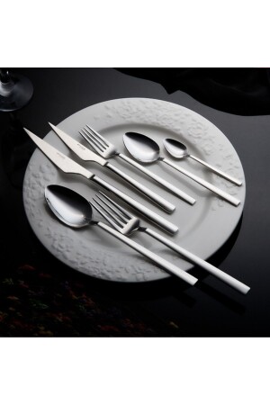 MNZ-84 قطع 12 شخص Ortaköy فولك فوك ملعقة سكين مجموعة (SİLVER) - Evren