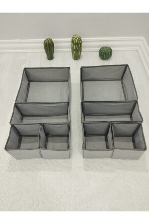 مجموعة منظمة مخزنات MNZ-8-Piece Gray Drawer - مجموعة صناديق الخزانات متعددة الأغراض - Balkan Room