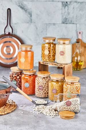 حاوية تخزين الغذاء من الزجاج من قطعة MNZ-9 مع غطاء خشبي وعلبة نقانق اللبنان 850 مل FBZ-900ML - FBZhome