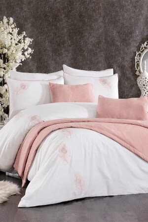 MNZ-9 قطعة الماس السلمونية السرير ركن مغطاة القلم مزدوجة مسحوق مطحنة القطن غطاء غطاء مجموعة STCKHMNEV1PN - Minelya Home Collection