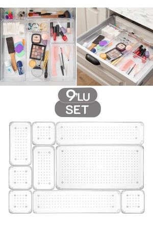 MNZ-9 قطعة تصميم شفاف حاوية تخزين وحدات - منظمة الجرافة ، منظمة مجوهرات تجميل الحمام TYC00635312013 - Meleni Home