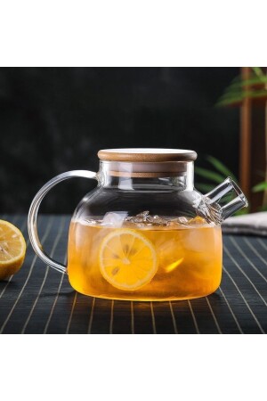 MNZ-900 ml زجاج مقاوم للحرارة الشاي العشبي المضخم الزجاجي مع غطاء البامبو - Morponi