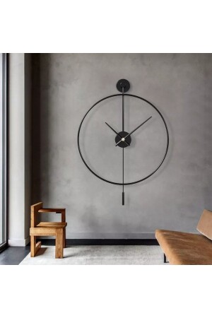 MNZ-90cm Black Tiktok - أسود 35 سم ساعة و دقيقة يد، ساعة حائط معدنية ديكورative Modern Wall Clock Metaxxx40Gold - MetaQuartz Aksesuar