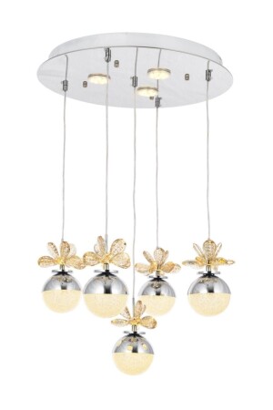 MNZ-9178-4+1+3R كروم مزق بقوة 5 قطع شمعة 9178-4+1+3R كروم - Eray Aydınlatma