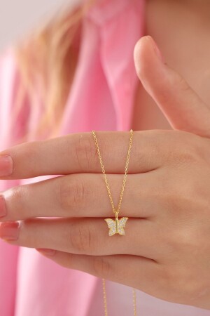 MNZ-925 سلندرينغ فليبرينغ سلسلة ذهبية مطبقة بيضاء زيركون حجر طائر النموذج طائر عنق000555 - Bilsen Store