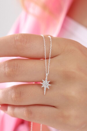 MNZ-925 سدرلينغ فليبر سلاسل حجر أبيض قطب نجمة عنق قطب01 - Bilsen Store