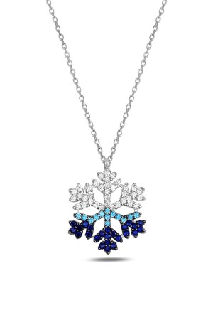 MNZ-925 سلسلة فضية سمالية و حجر زيركون ملونة رقبة ثلجية بيلسن111 - Bilsen Store