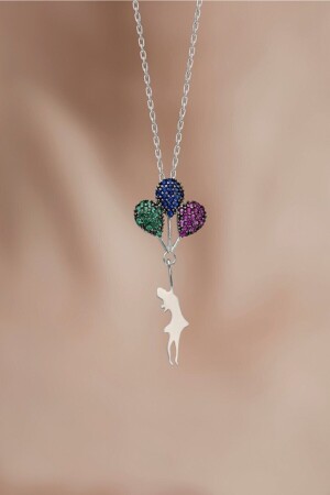 MNZ-925 سدرلينغ فولاذر سلسلة ملونة بالون الحجر فتاة عنق بيلسن16 - Bilsen Store