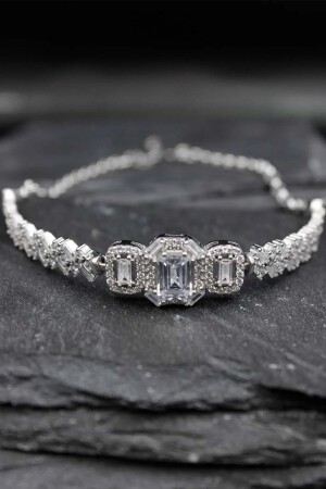 MNZ-925 سبرلينغ فولاذي باجيت حجر سوار الإعلانات16598 - Else Silver