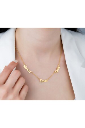 MNZ-925 قلادة عائلة فضية سمالية مع 3 أسماء Angel000183 - MidyatMelekSilver