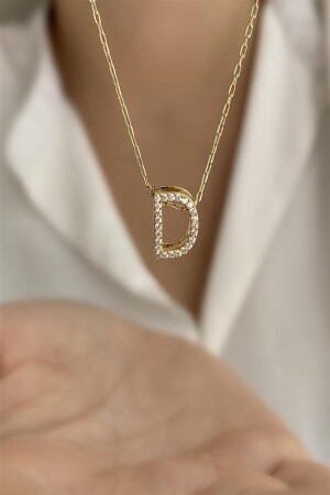 MNZ-925 سدرلينغ ثلاثية الأبعاد زيركون الحجر D حرف العنق HKLY104 - Ziu