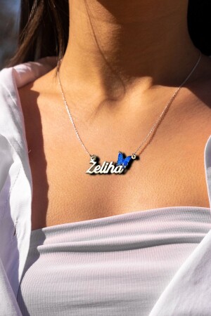 MNZ-925 الفضة الفضية المخصصة تسلاسل عنق الفضة المرأة مع تفاصيل الفراشة الملونة DC0003 - DEFCHE