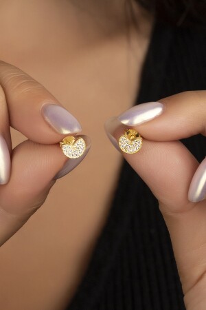 MNZ-925 كيراط أذن ذهبية فضية مع حجارة زيركون صغيرة DL5809 - Muhteşem Silver