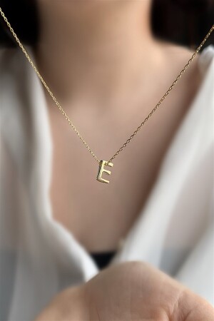 MNZ-925 الفضة النقدية ثلاثية الأبعاد حرف E قلادة طول 42 سم AZR104 - Ziu