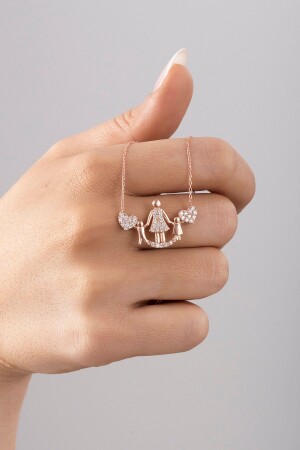 MNZ-925 سبرلينغ فضي قلب تفاصيل الأم والطفل العنق Essakly281 - ESSARE