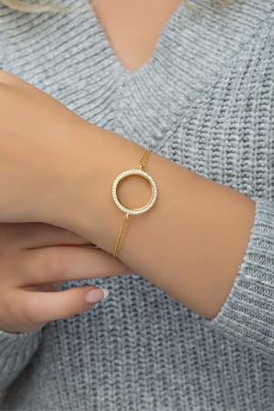 MNZ-925 سبرلينغ فولدر ذهب زيركون حجر ربع سوار - Nereze