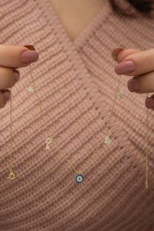 MNZ-925 كيراط ذهبية حلقة عنق محظوظ حلقة عنق فضية للنساء - Nereze