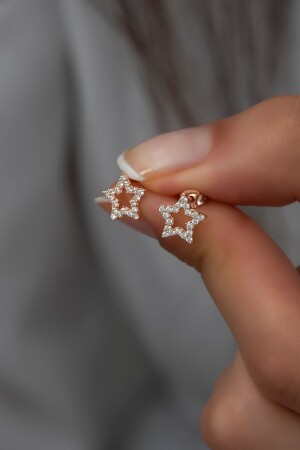 MNZ-925 سبرينغ الفضة وردة زيركون حجر نجمة خاتم الأذن - Nereze