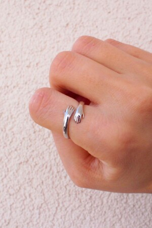 MNZ-925 الفضة الفضية الفضية اللون العناق (خاتم العناق) - Fufutakı