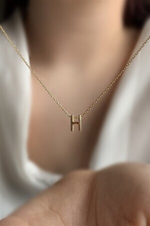 MNZ-925 الفضة النقدية ثلاثية الأبعاد حرف H عنق طول 42 سم AZR108 - Ziu