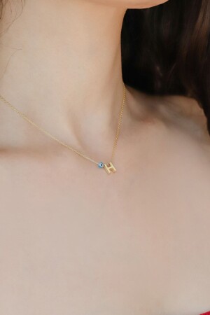 MNZ-925 الفضة النقدية ثلاثية الأبعاد حرف H رقبة الفضة للمرأة مع العيون MNMSH01 - Minamis Silver