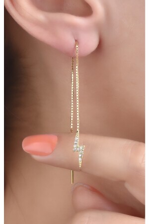 MNZ-925 سبرلينغ فولاذي زيركون الحجر سلسلة المصعد صاعقة نموذج الذهب لون الأذن JLX-KUP339 - jelux silver