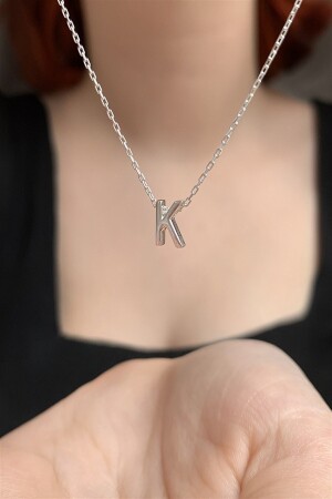 MNZ-925 الفضة النقدية ثلاثية الأبعاد الفضة المغطاة حرف K رقبة طول 42 سم EMNE112 - Ziu