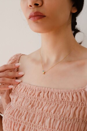 MNZ-925 سبرينغ فولاذي عنق الفضة للمرأة مع ثلاثية الأبعاد حرف K مع العيون MNMSK01 - Minamis Silver