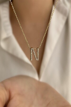 MNZ-925 سدرلينغ ثلاثي الأبعاد حجر الزيركون N حرف العنق HKLY115 - Ziu