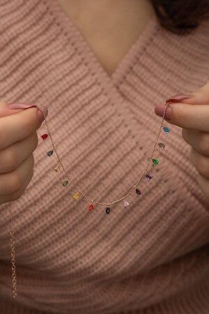 MNZ-925 سدرلينغ الفضة قطرة مزيج حجر امرأة الفضة عنق NRZ1091 - NEREZE