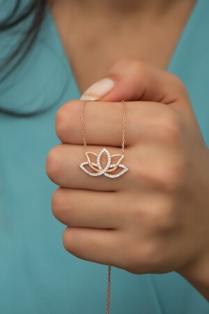 MNZ-925 سبرلينغ الفضة الزيركون الحجر اللوتوس زهرة العنق NRZ99725 - NEREZE