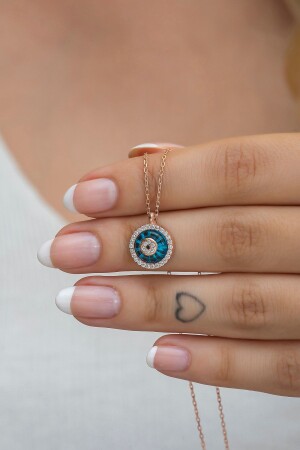 MNZ-925 الوردة الفضية النقدية العين الشرير الزجاجية العين العنق NRZ998528 - NEREZE