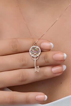 MNZ-925 سبرينغ الفضة وردة مزيج حجر مفتاح عنق NRZ998861 - NEREZE