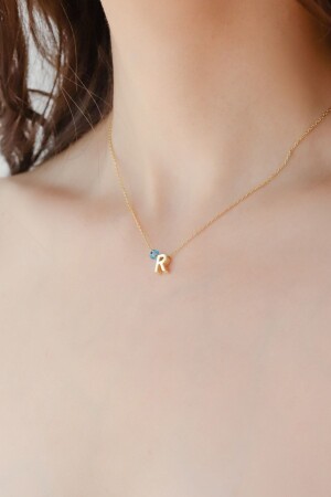 MNZ-925 سبرينغ فولاذي عنق الفضة للمرأة مع ثلاثية الأبعاد حرف R مع العيون MNMSR01 - Minamis Silver