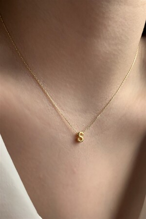 MNZ-925 الفضة النقدية ثلاثية الأبعاد حرف S رقبة طول 42 سم AZR121 - Ziu