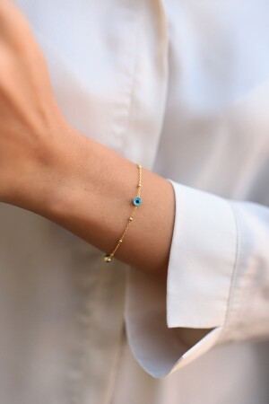 MNZ-925 كيراط ذهبية مطلية العين السيئة سوار فضي مع سلسلة الكرات SB0621 - Sunshine