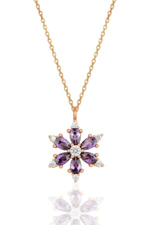 MNZ-925 سدرلينغ فليبر سلاسل وردة مزججة أميثست قطرة الحجر الكاميليا لوتوس زهرة العنق Ssedat00123 - Bilsen Store